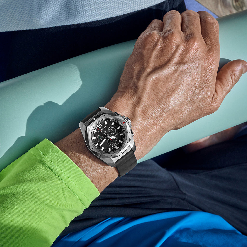 I.n.o.x. Men Quartz Black Dial Chronograph  Rubber Watch 241983
