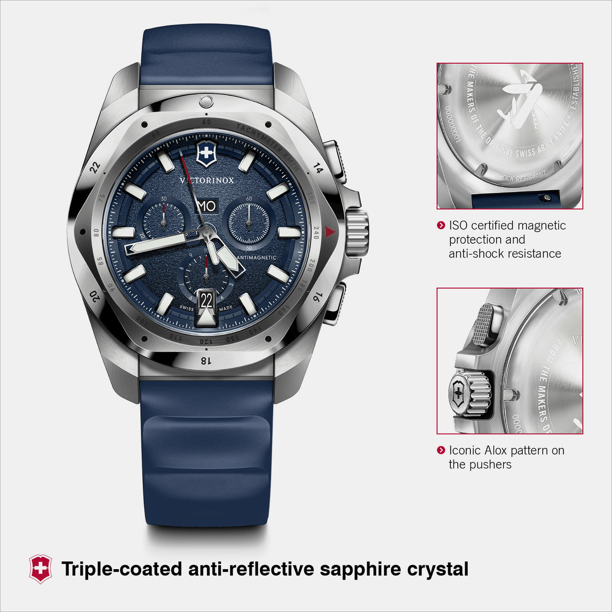 I.n.o.x. Men Quartz Blue Dial Chronograph  Rubber Watch 241984