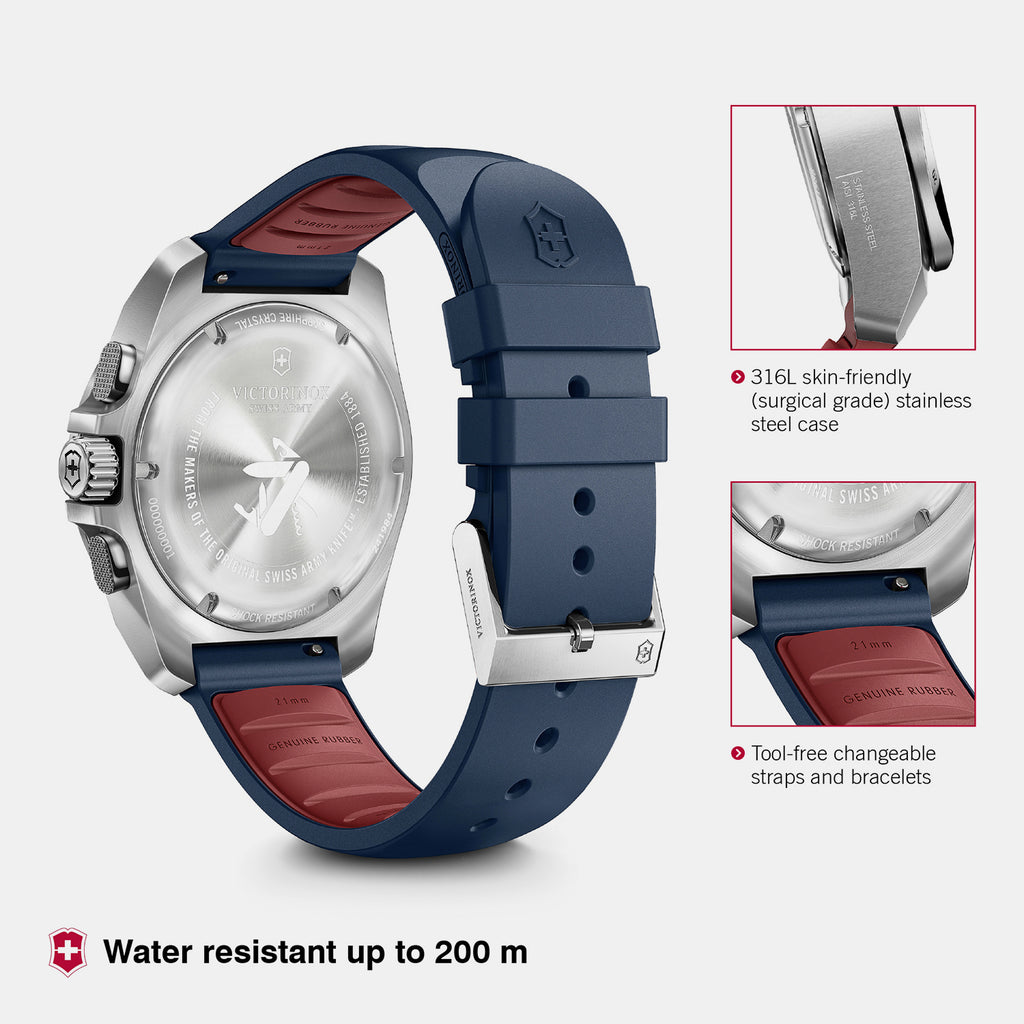 I.n.o.x. Men Quartz Blue Dial Chronograph  Rubber Watch 241984
