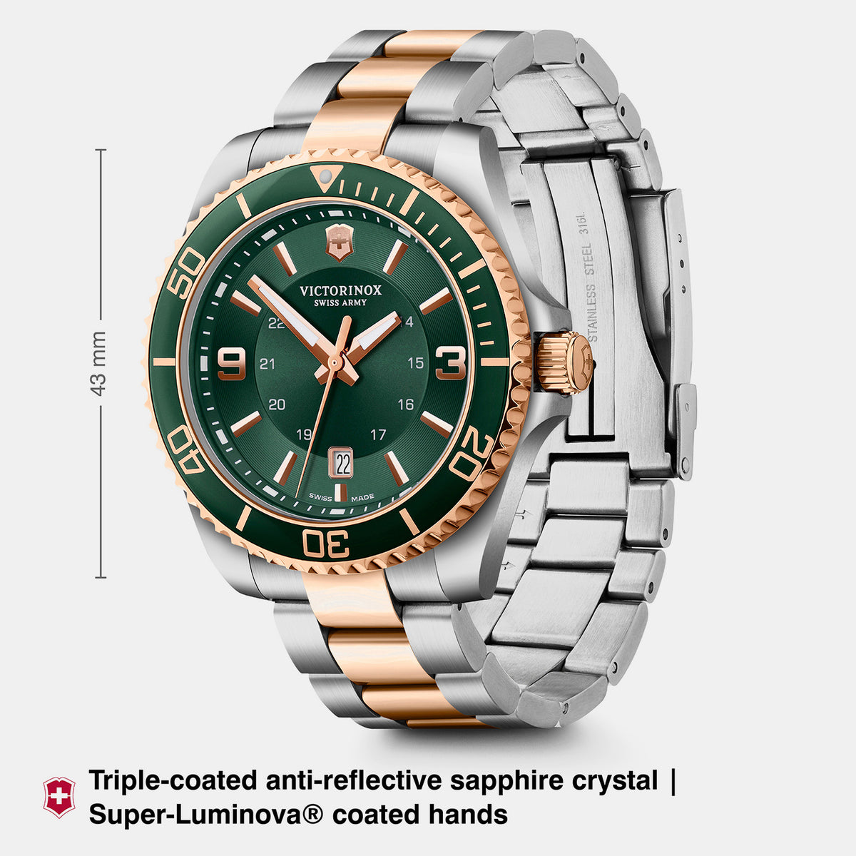 Maverick Men Quartz Green Dial Analog  Stainless Steel Watch 242008