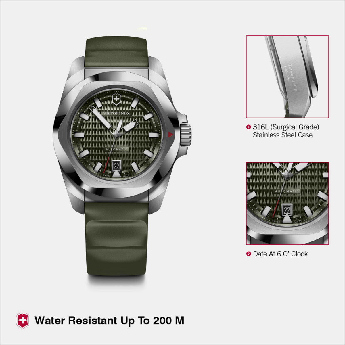 I.n.o.x. Automatic Unisex Automatic Green Dial Analog  Rubber Watch 242017.1