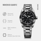 Maverick Men Quartz Black Dial Analog  Stainless steel Watch 242097