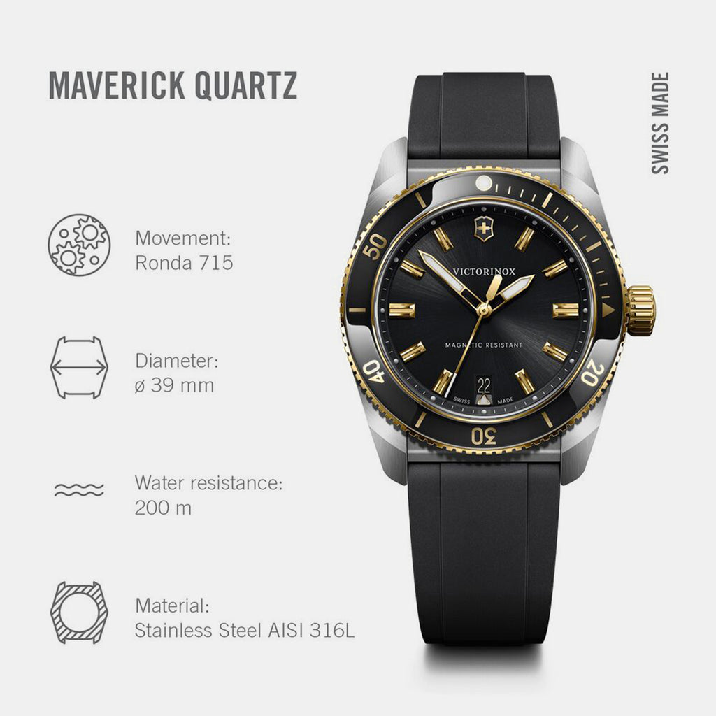 Maverick Men Quartz Black Dial Analog  Rubber Watch 242099