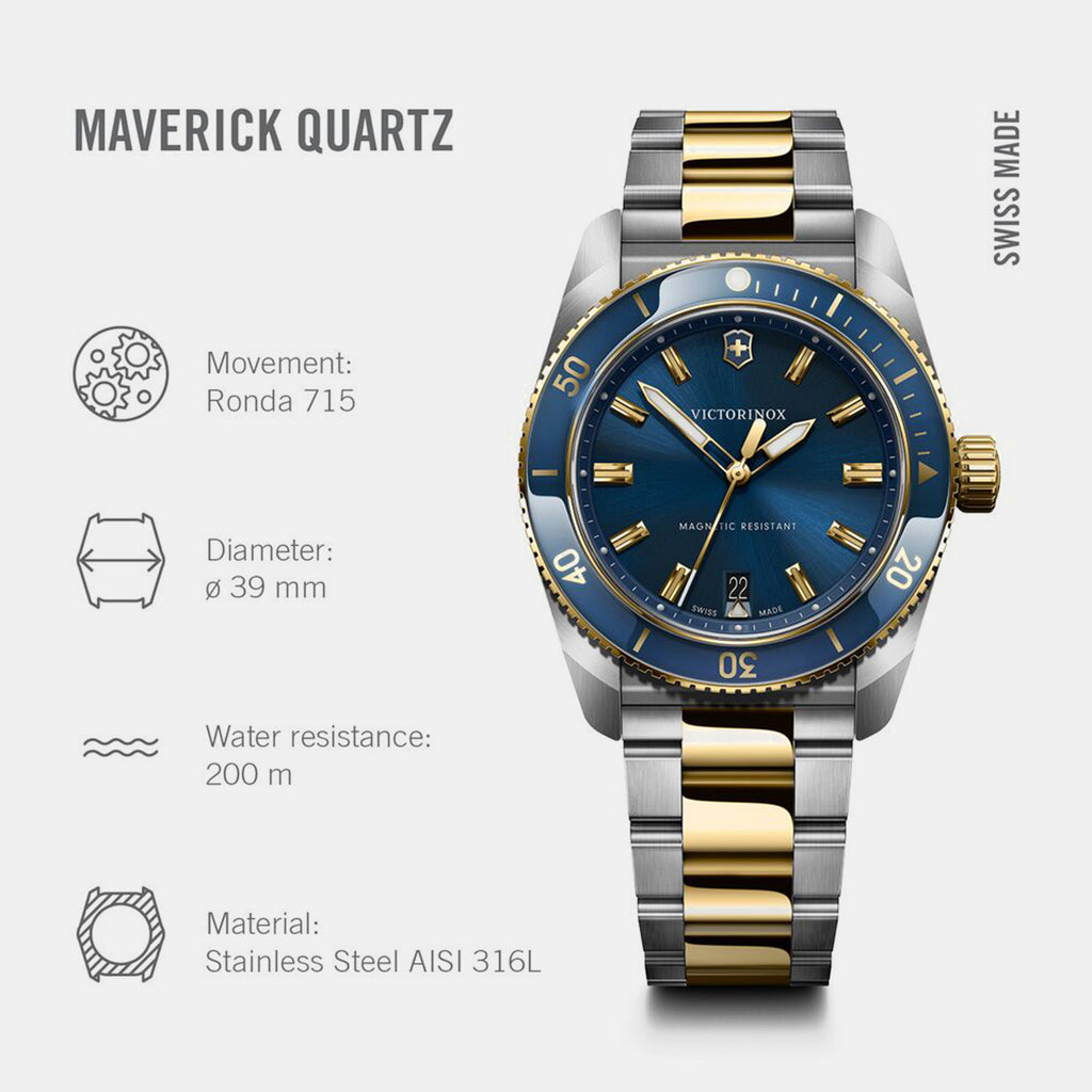 Maverick Men Quartz Blue Dial Analog  Stainless steel Watch 242100