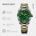 Maverick Men Quartz Green Dial Analog  Stainless steel Watch 242101
