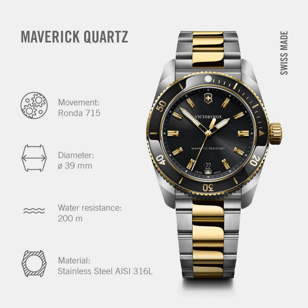Maverick Men Quartz Black Dial Analog  Stainless steel Watch 242102