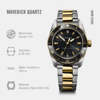 Maverick Men Quartz Black Dial Analog  Stainless steel Watch 242102