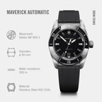 Maverick Men Mechanical Black Dial Analog  Rubber Watch 242104