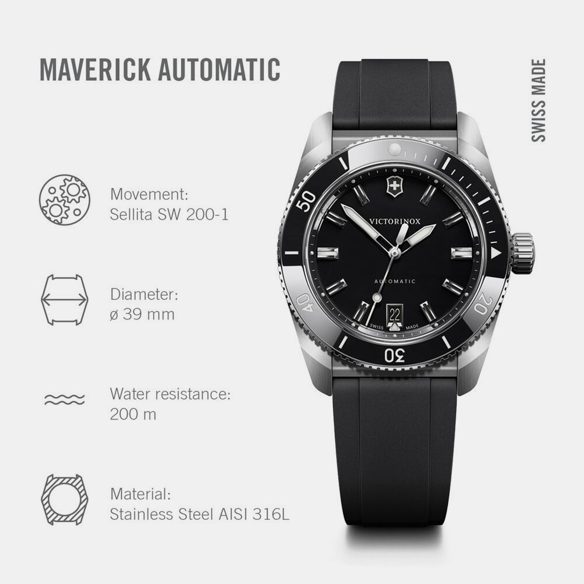 Maverick Men Mechanical Black Dial Analog  Rubber Watch 242104