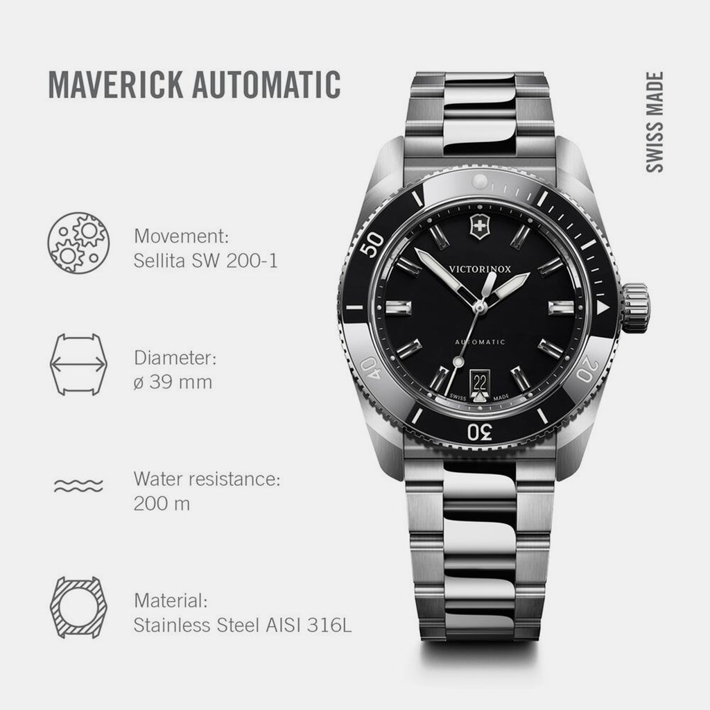 Maverick Men Mechanical Black Dial Analog  Stainless steel Watch 242105