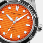 Pierre Lannier Inti Men Solar Orange Dial Analog Stainless Steel Watch 244H151-3