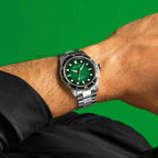 Inti Men Solar Green Dial Analog Stainless Steel Watch 244H171