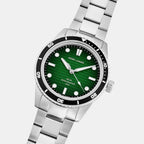Inti Men Solar Green Dial Analog Stainless Steel Watch 244H171