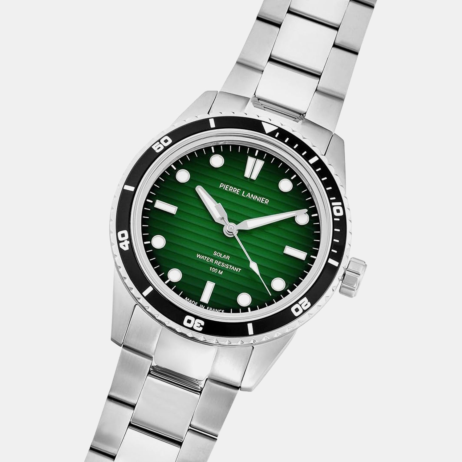 Inti Men Solar Green Dial Analog Stainless Steel Watch 244H171