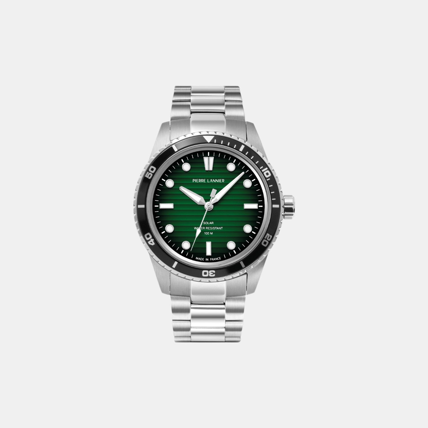 Pierre Lannier Inti Men Solar Green Dial Analog Stainless Steel Watch 244H171-2