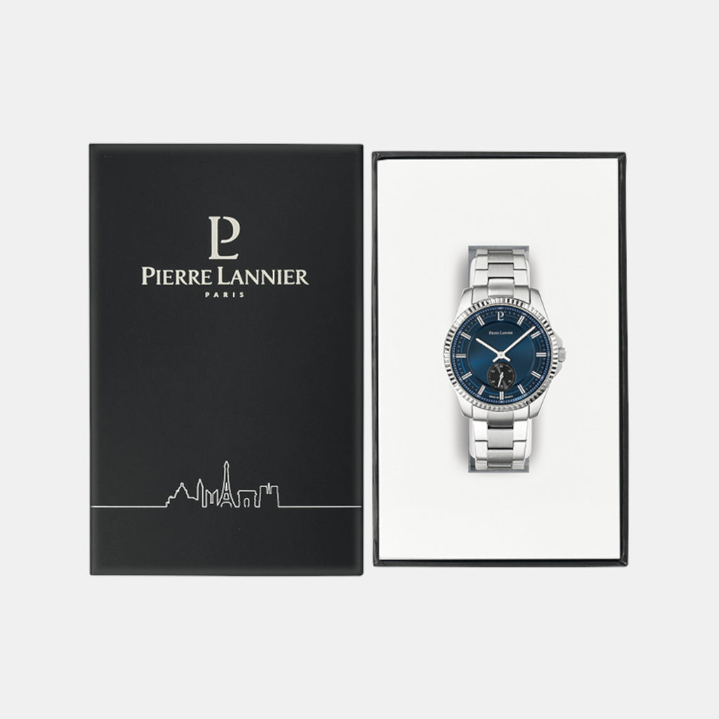 Pierre Lannier Metropolitain Men Quartz Blue Dial Analog Stainless Steel Watch 246G161-5