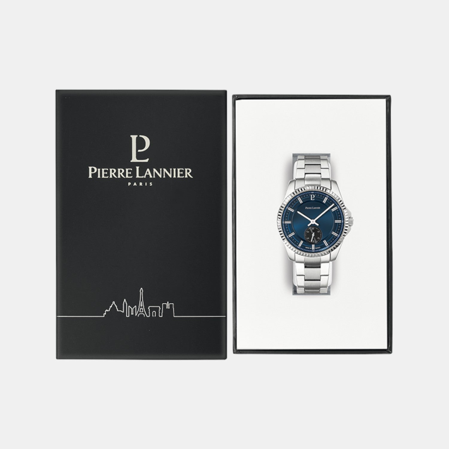 Pierre Lannier Metropolitain Men Quartz Blue Dial Analog Stainless Steel Watch 246G161-5