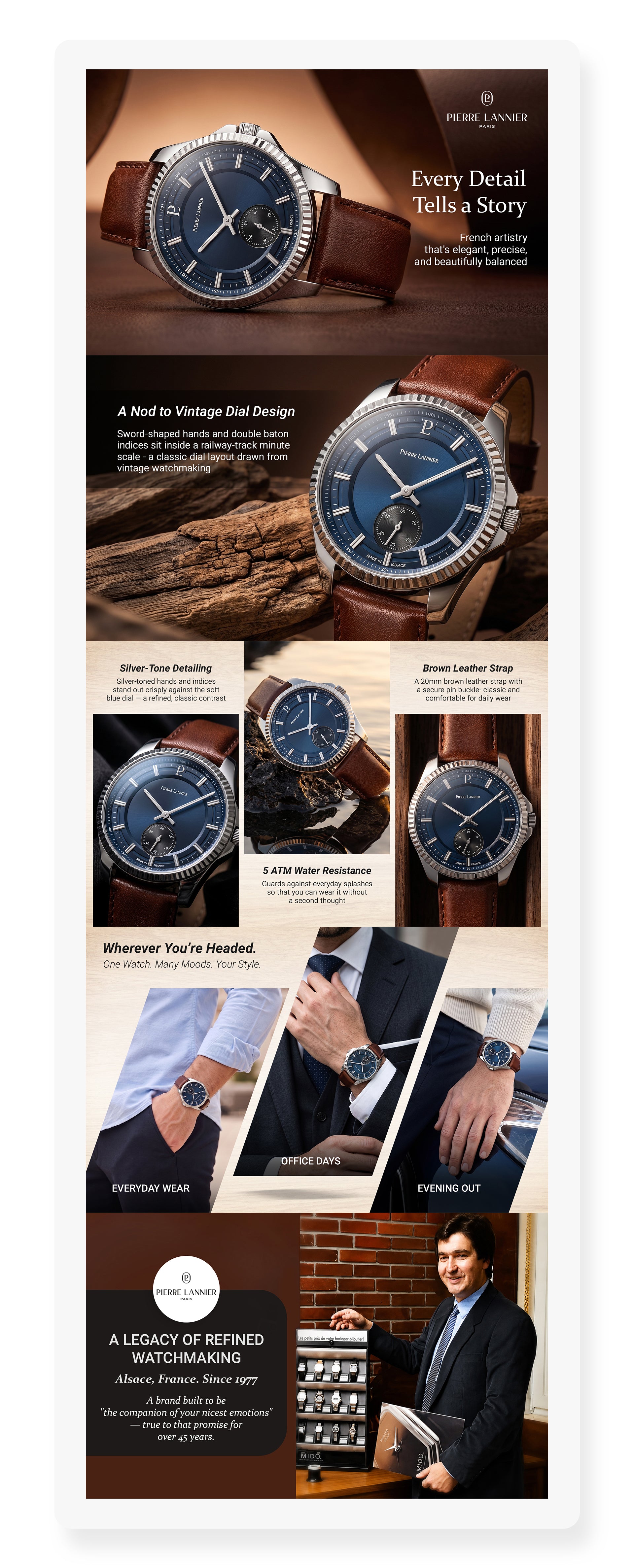 Metropolitain Men Quartz Blue Dial Analog Leather Watch 246G164