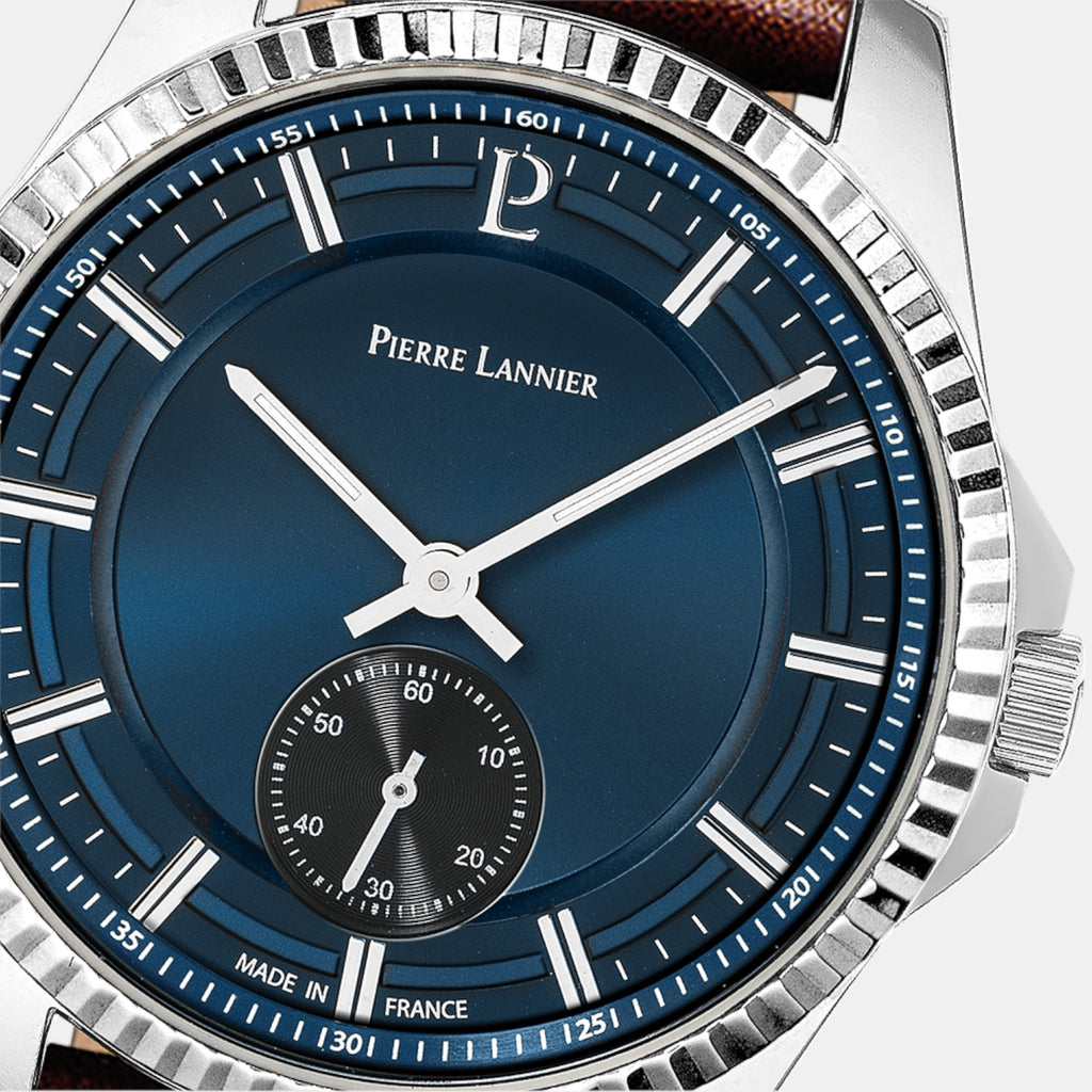 Pierre Lannier Metropolitain Men Quartz Blue Dial Analog Leather Watch 246G164-2
