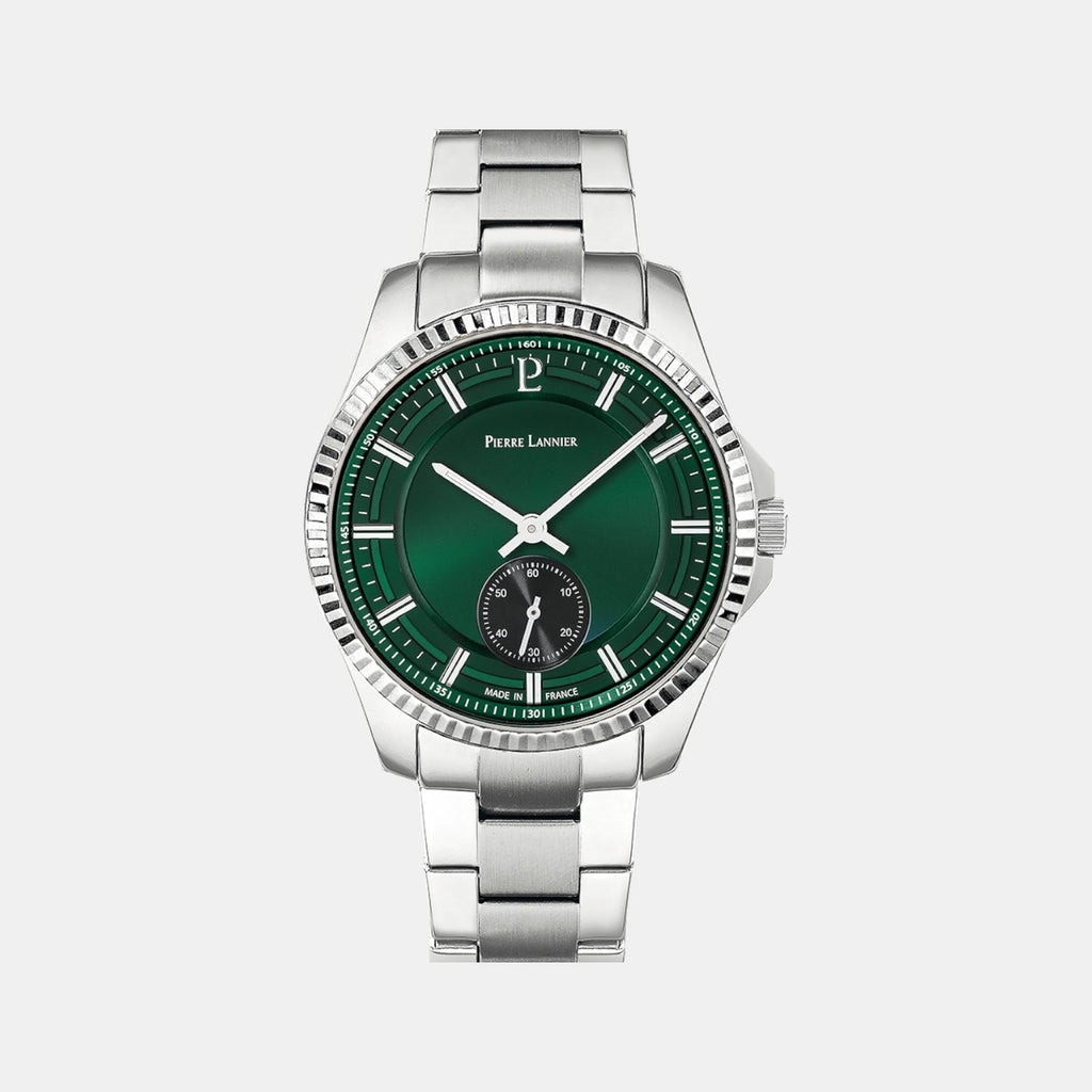Pierre Lannier Metropolitain Men Quartz Green Dial Analog Stainless Steel Watch 246G171-1