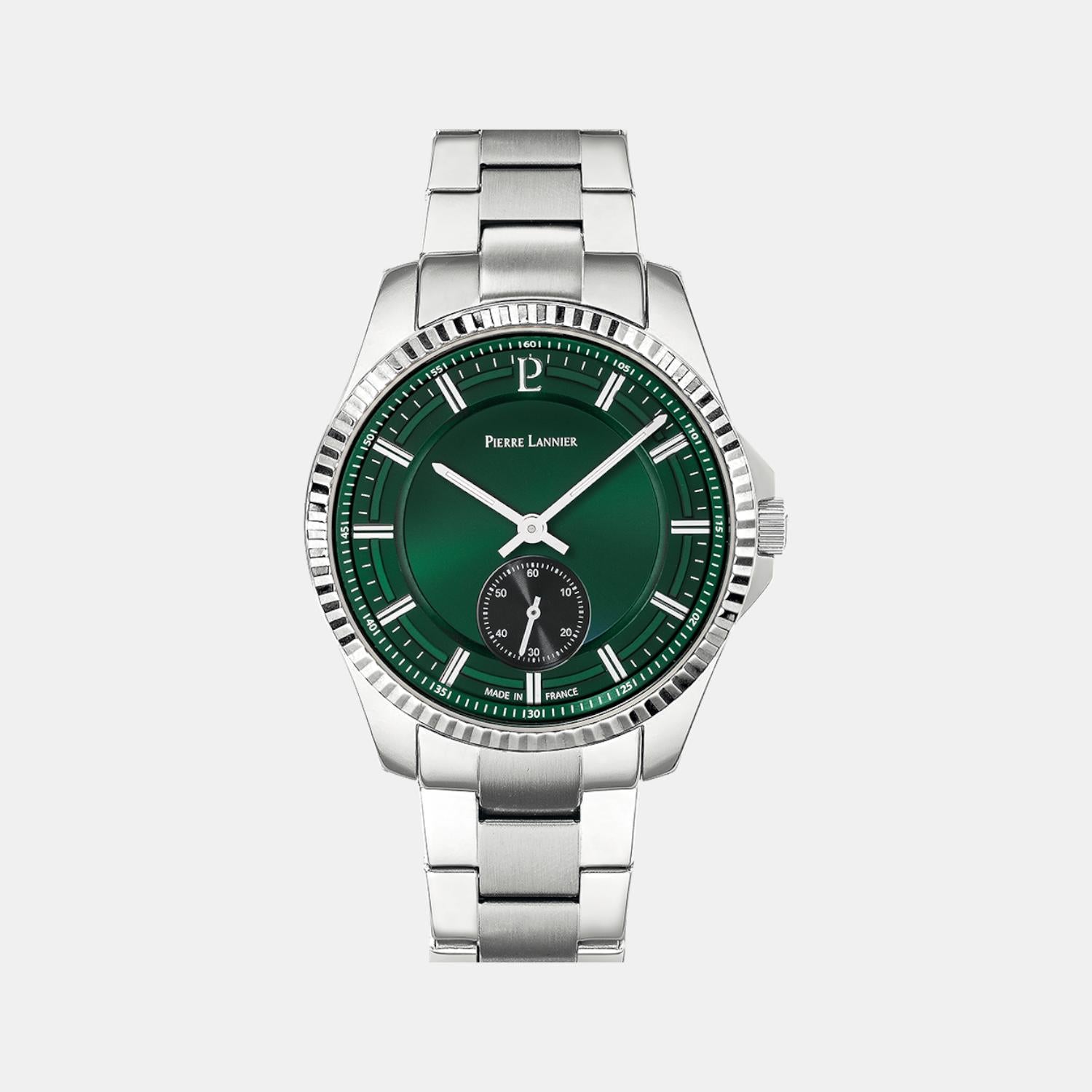 Pierre Lannier Metropolitain Men Quartz Green Dial Analog Stainless Steel Watch 246G171-1