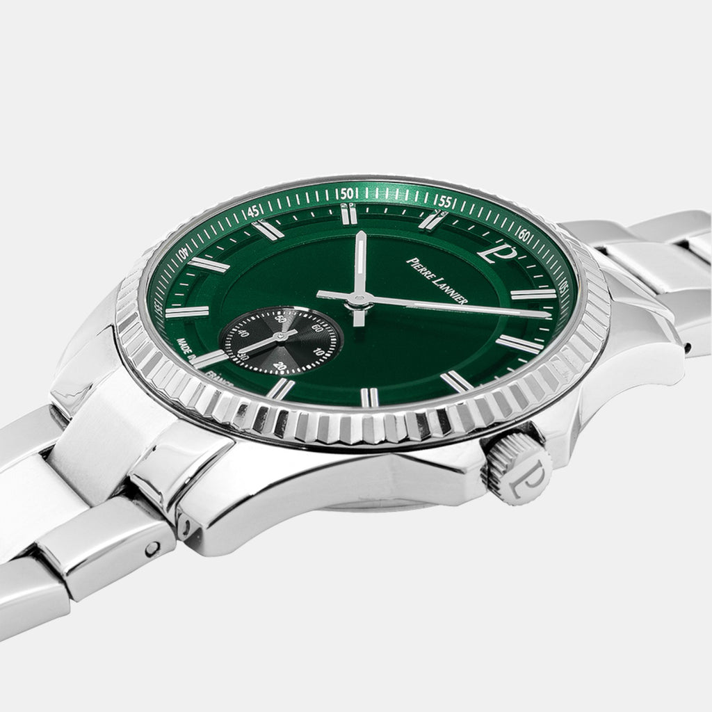 Pierre Lannier Metropolitain Men Quartz Green Dial Analog Stainless Steel Watch 246G171-3