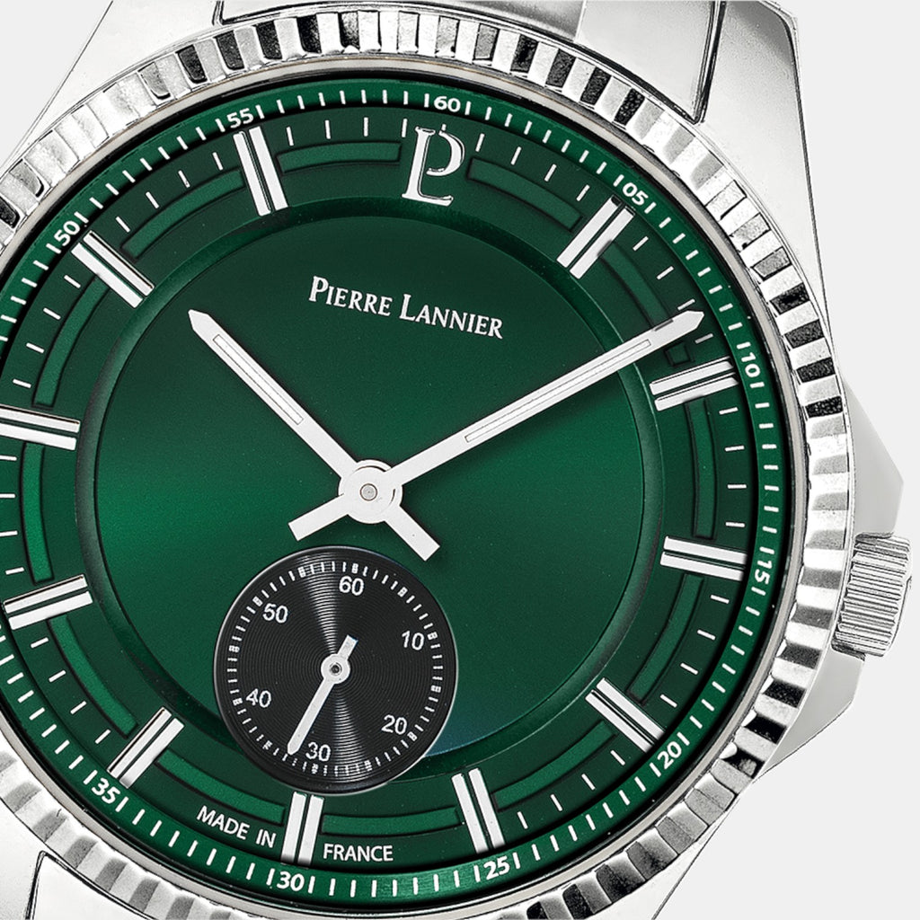 Pierre Lannier Metropolitain Men Quartz Green Dial Analog Stainless Steel Watch 246G171-2