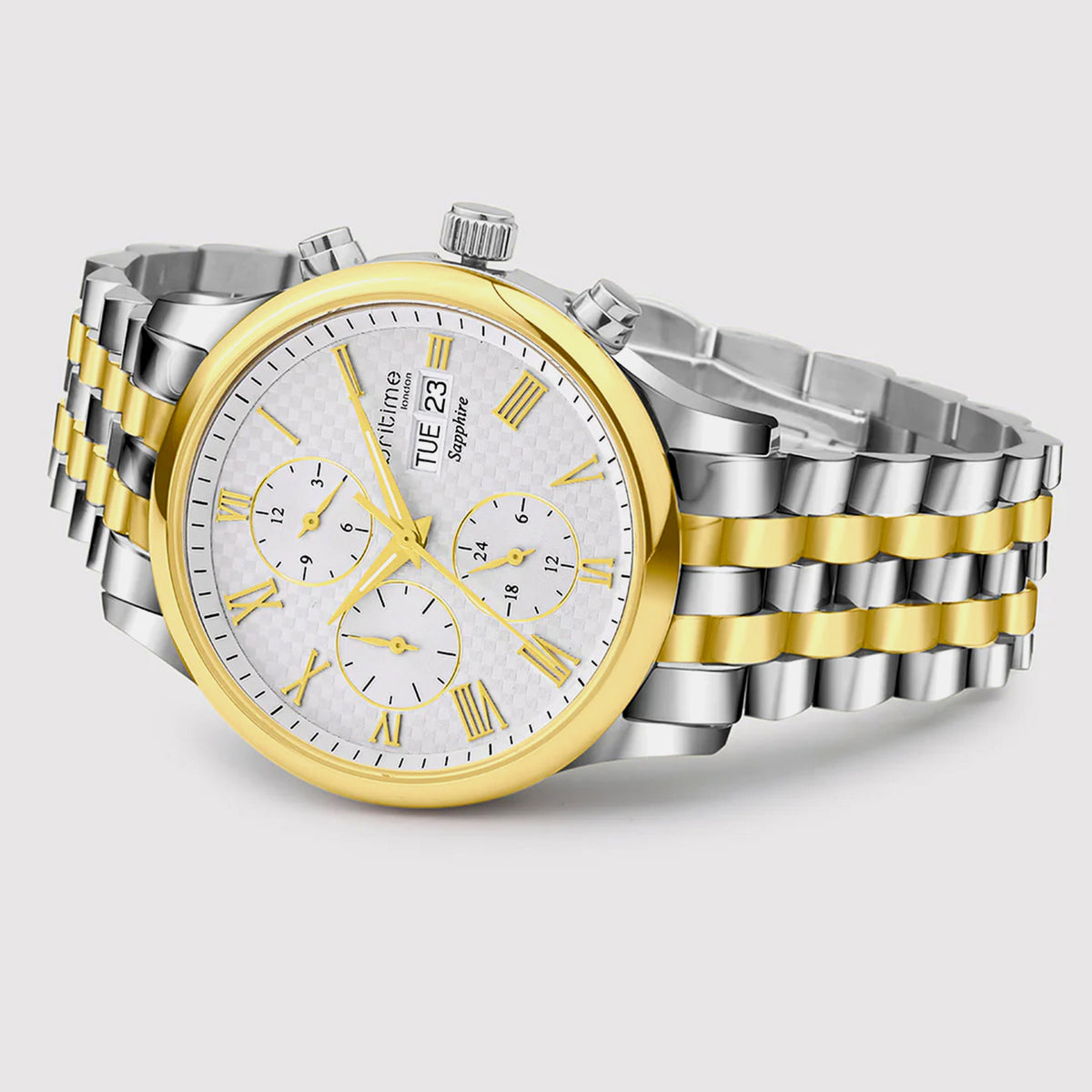 Imperion Men Automatic White Dial Chronograph Metal Watch 247-M11404
