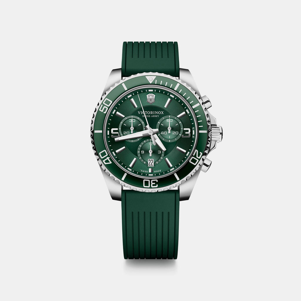 Maverick Men Quartz Green Dial Chronograph   Rubber Watch 249185