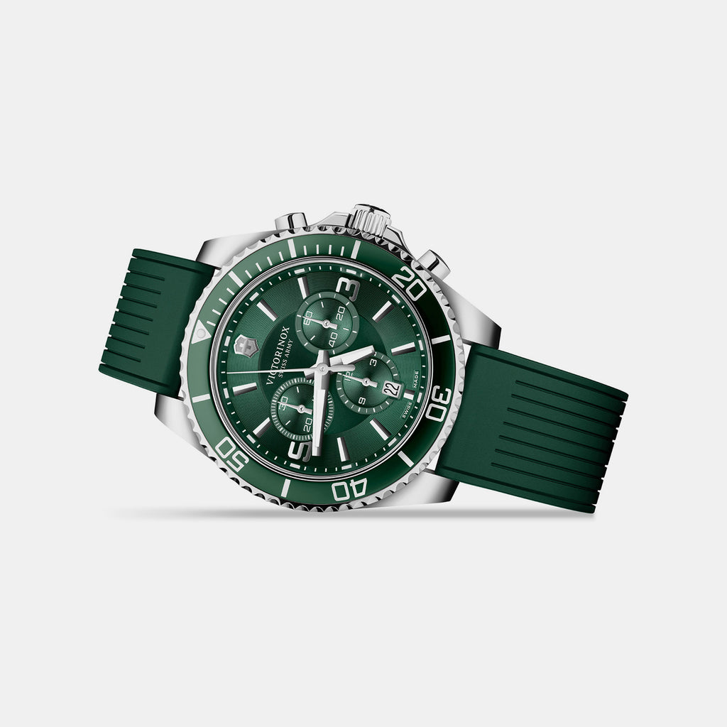 Maverick Men Quartz Green Dial Chronograph   Rubber Watch 249185