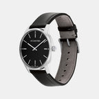 Unisex Quartz Black Dial Analog Stainless Steel Watch 25000013