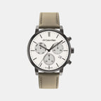 Swiss Gauge Men Quartz White Dial Chronograph Leather Watch 25000030