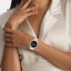 Timeless Women Quartz Black Dial Analog Stainless Steel Watch 25100003