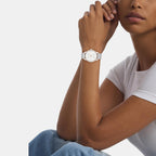 Women Automatic Silver White Dial Analog Stainless Steel Watch 25100010