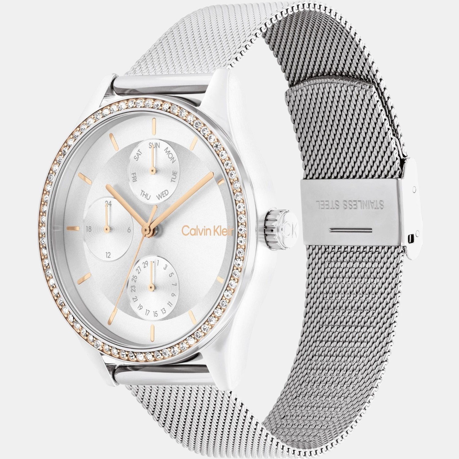 Women Automatic Silver White Dial Analog Stainless Steel Watch 25100010