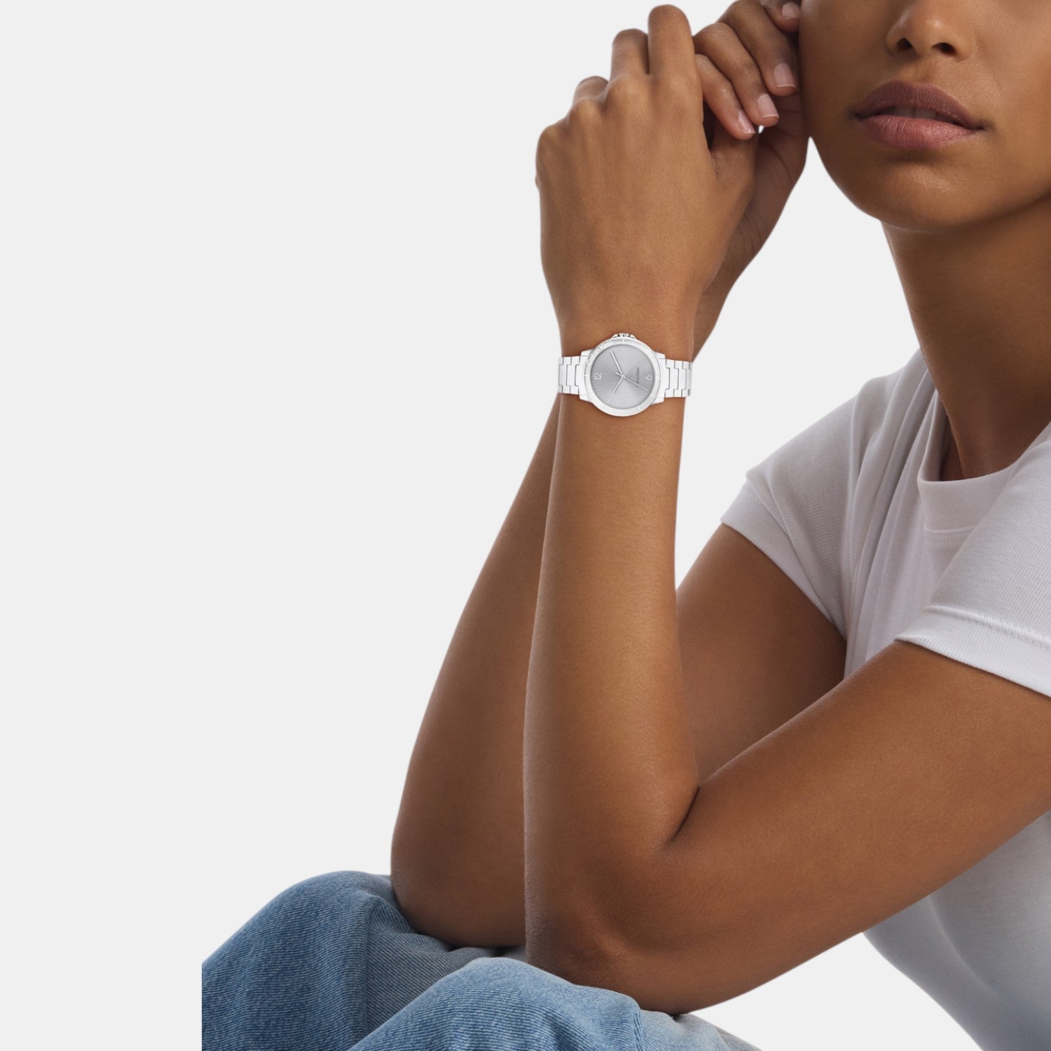 Women Quartz Grey Dial Analog Stainless Steel Watch 25100022