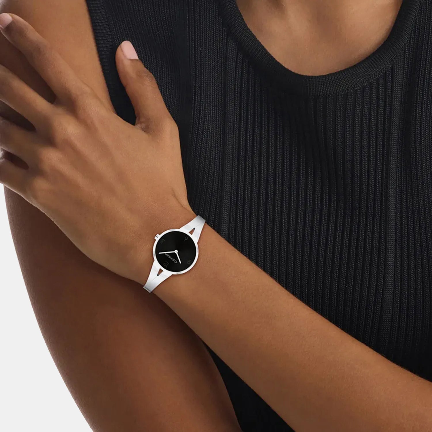 Women Quartz Black Dial Analog Stainless Steel Watch 25100026