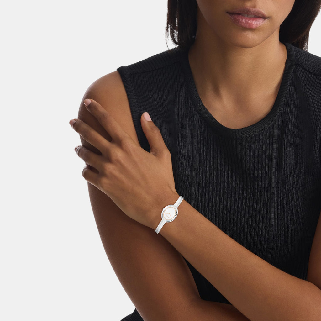 Women Quartz White Dial Analog Stainless Steel Watch 25100055