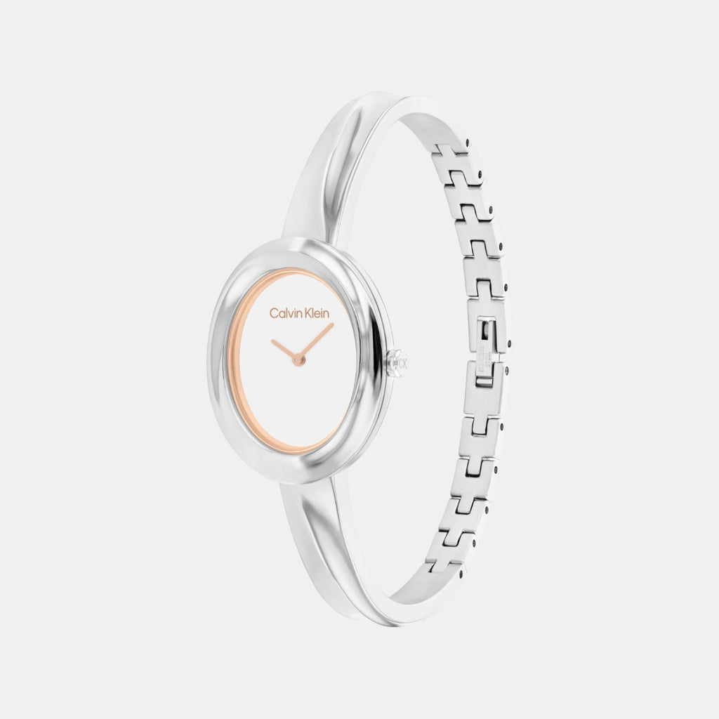 Women Quartz White Dial Analog Stainless Steel Watch 25100055