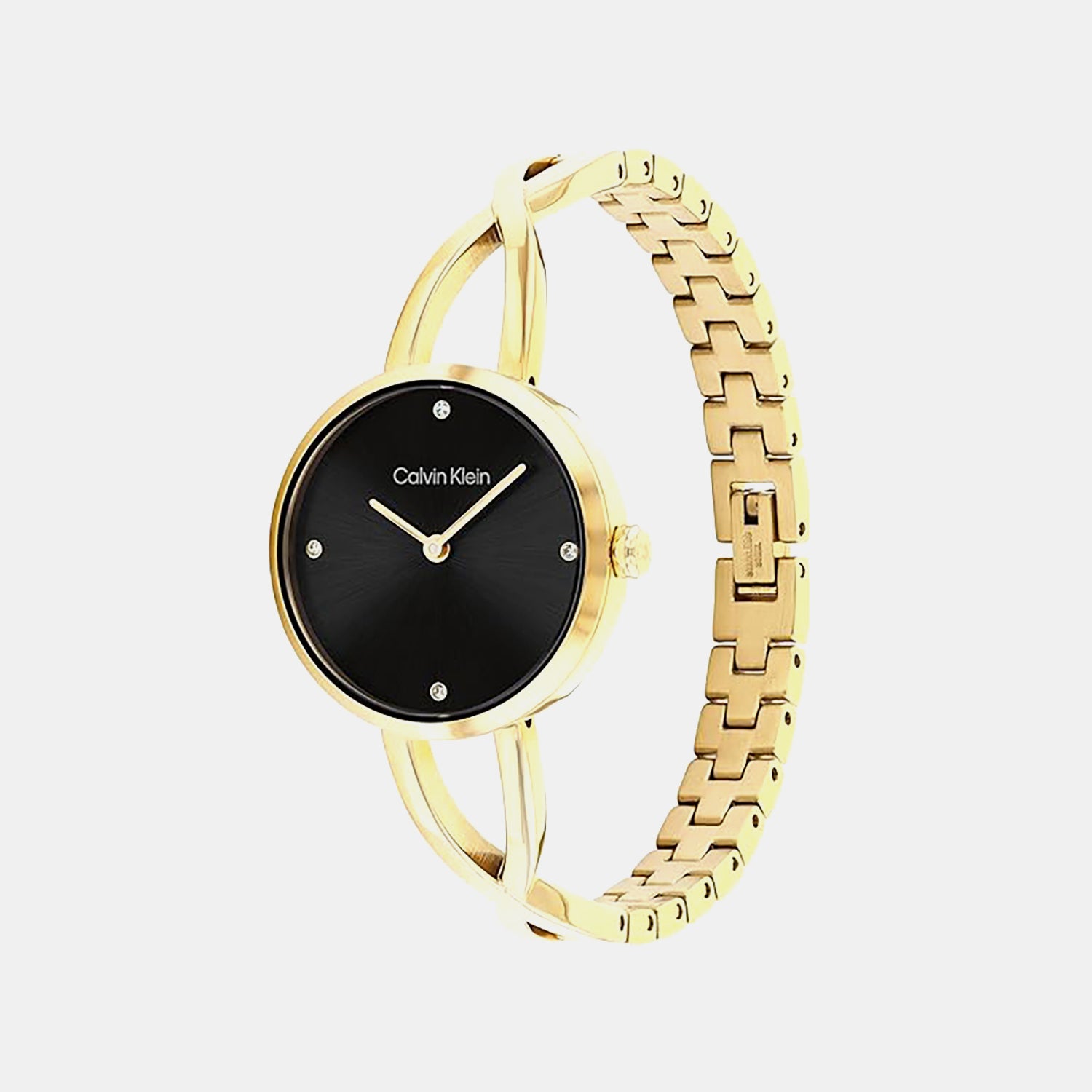 Sculpted Embrace Women Quartz Black Dial Analog Stainless Steel Watch 25100059