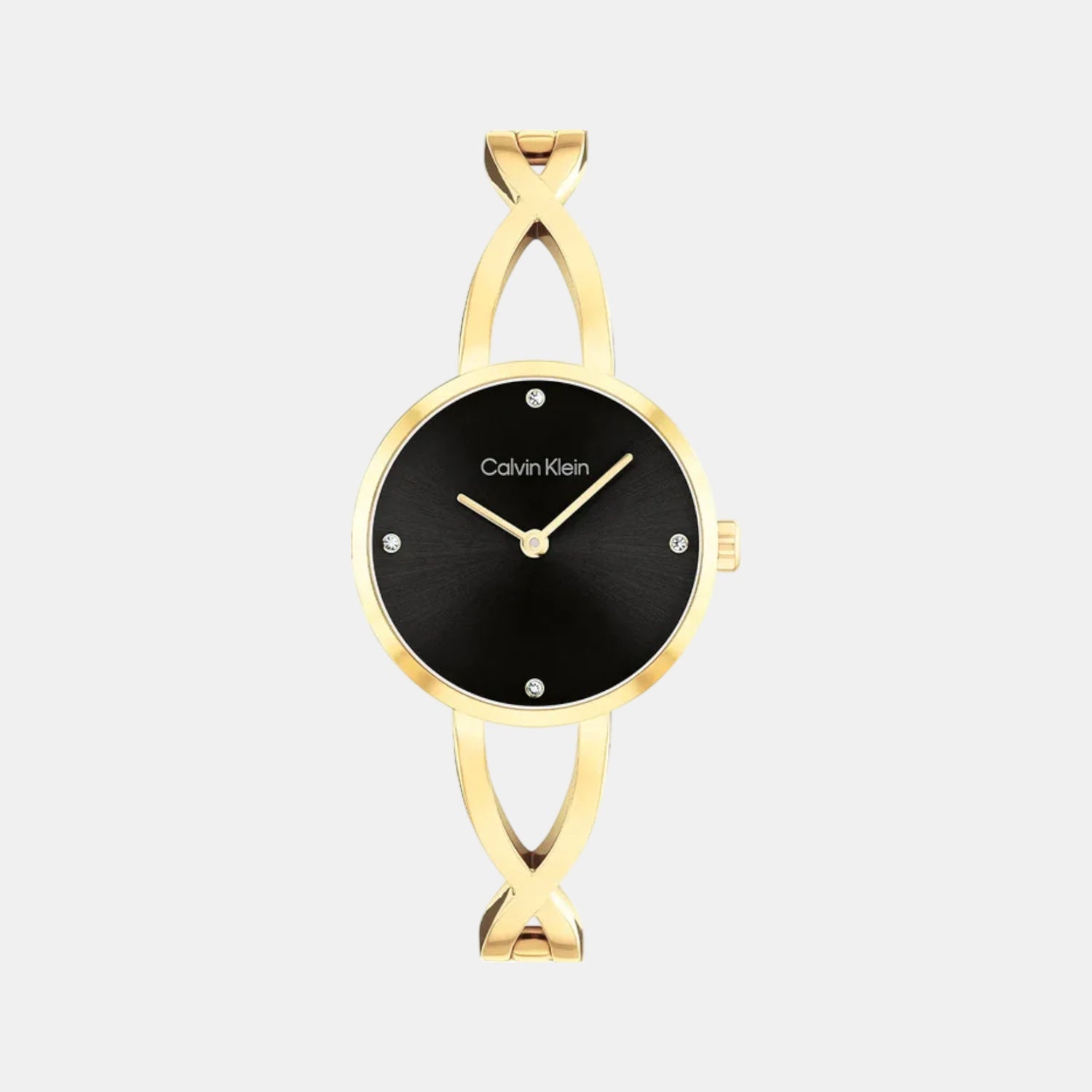 Sculpted Embrace Women Quartz Black Dial Analog Stainless Steel Watch 25100059