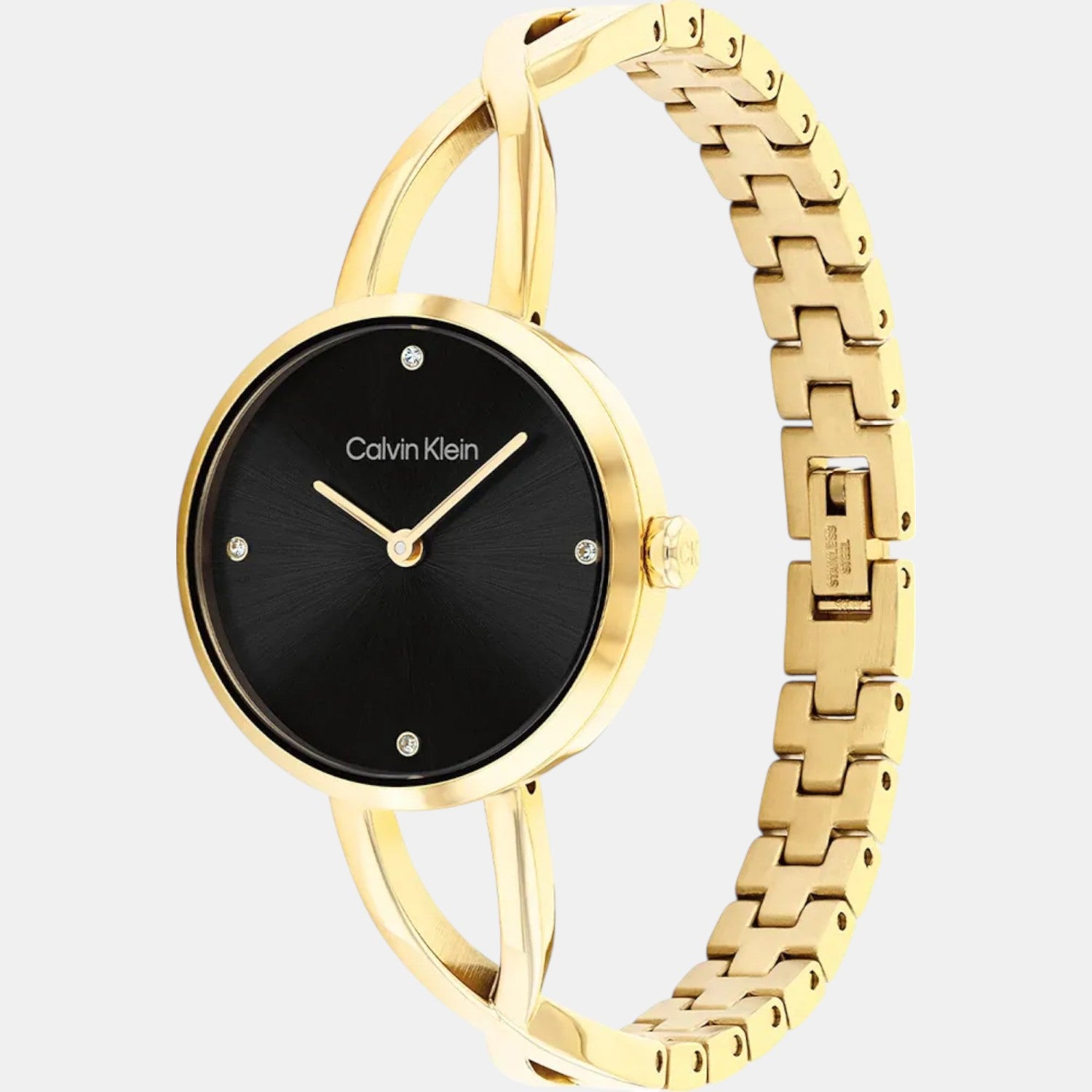 Sculpted Embrace Women Quartz Black Dial Analog Stainless Steel Watch 25100059