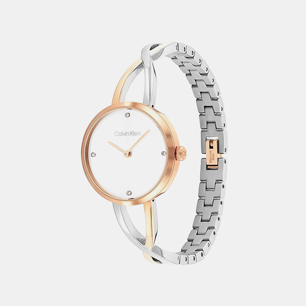 Sculpted Embrace Women Quartz Silver Dial Analog Stainless Steel Watch 25100060
