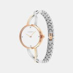 Sculpted Embrace Women Quartz Silver Dial Analog Stainless Steel Watch 25100060