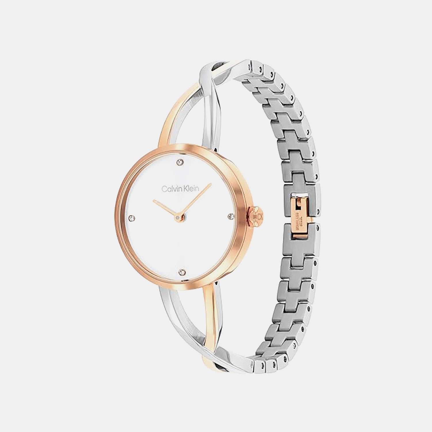 Sculpted Embrace Women Quartz Silver Dial Analog Stainless Steel Watch 25100060