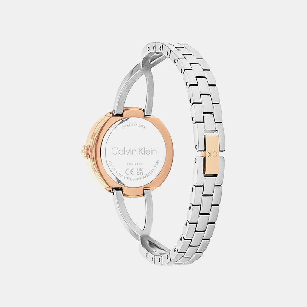 Sculpted Embrace Women Quartz Silver Dial Analog Stainless Steel Watch 25100060