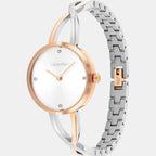 Sculpted Embrace Women Quartz Silver & White Dial Analog Stainless Steel Watch 25100060