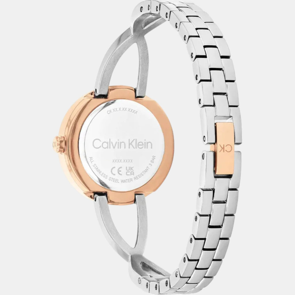 Sculpted Embrace Women Quartz Silver & White Dial Analog Stainless Steel Watch 25100060