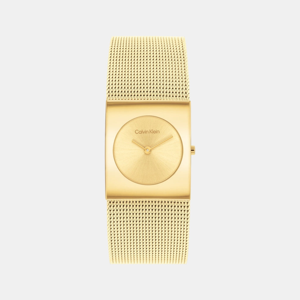 Ck Pulse Women Quartz Gold Dial Analog Mesh Watch 25100062