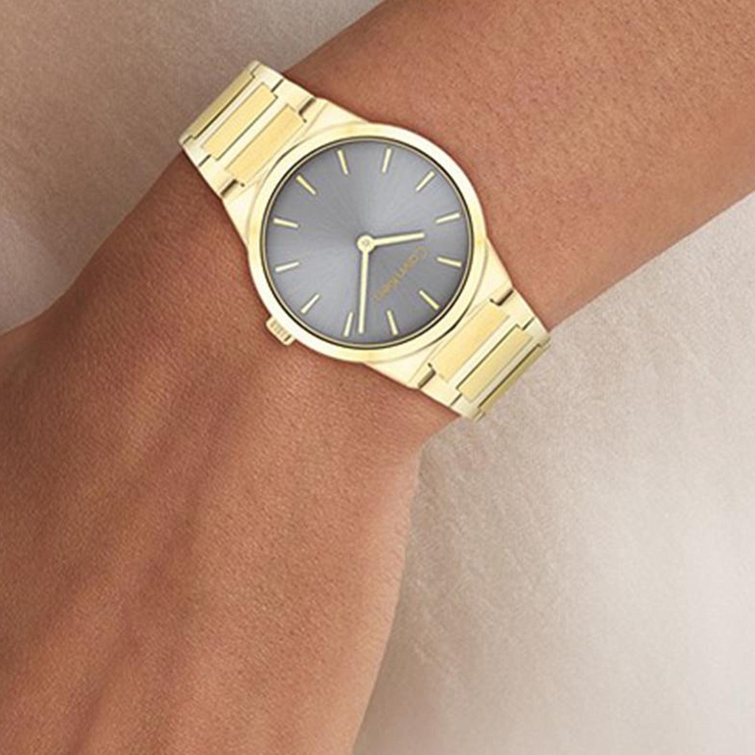 Ck Linear Elegance Women Quartz Grey Dial Analog Stainless Steel Watch 25100082